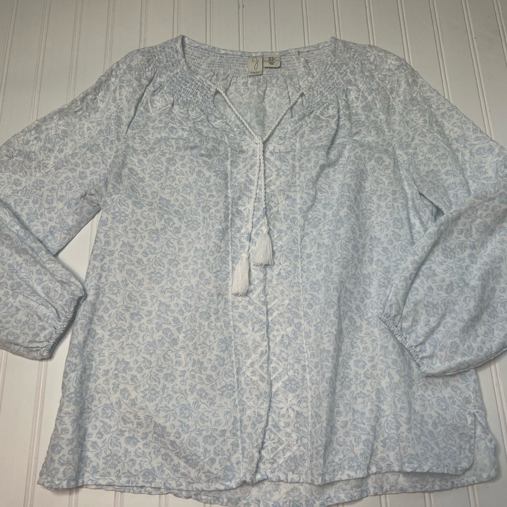 Joie Linen Cotton Blend Tunic Top Blouse Embroidered Medium Women. 247